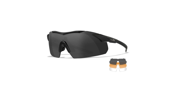Wiley X WX Vapor Comm 2.5 Balistik Gözlük, Şeffaf/Gri/Turuncu Lens