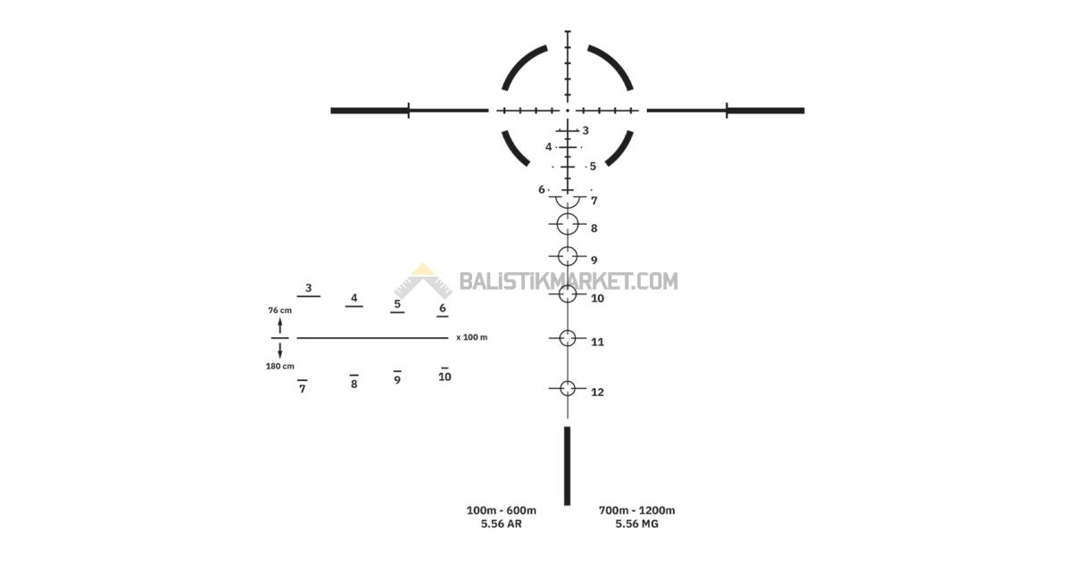 3E AVCI 4x 5.56mm & 2 MOA R1x Tüfek Dürbünü
