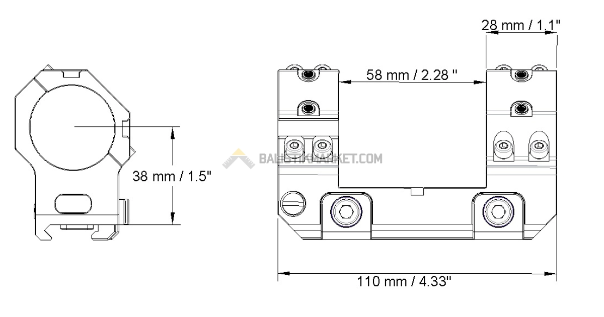 3E KESKİN Mount 34mm 0 MOA Tek Parça Tüfek Dürbün Ayağı