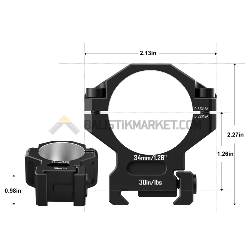 Discoveryopt Alüminyum 34mm 1.26 Tüfek Dürbün Ayağı