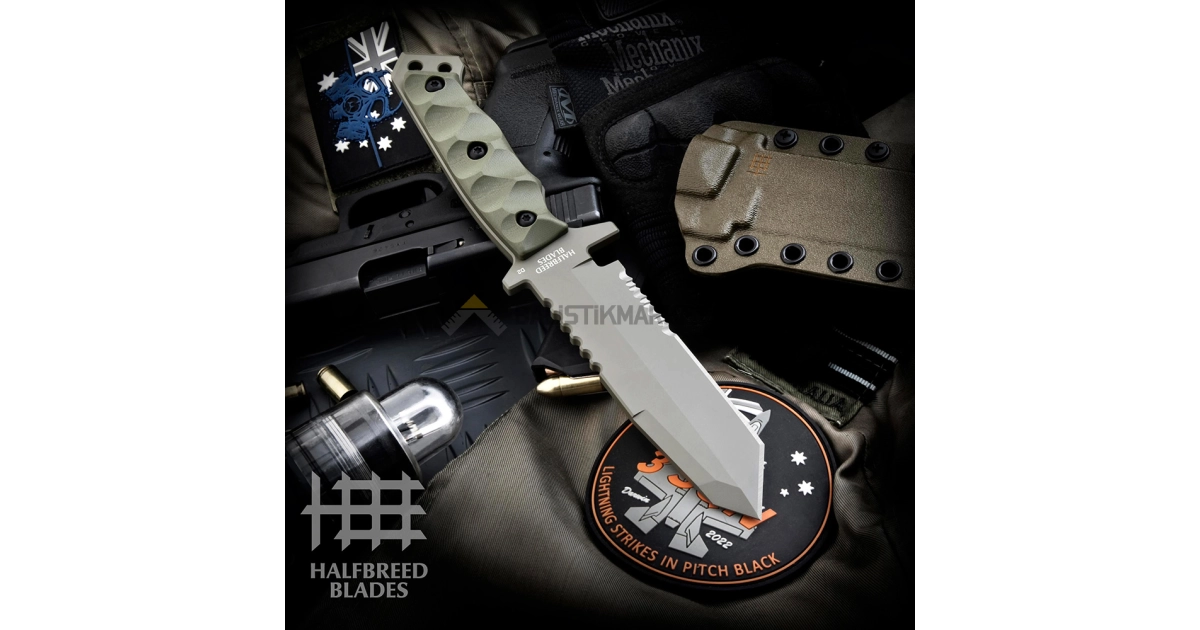 Halfbreed Blades MIK-02 Gen 2 Medium Infantry Serrated Tanto Sabit Bıçak (Ranger Green)