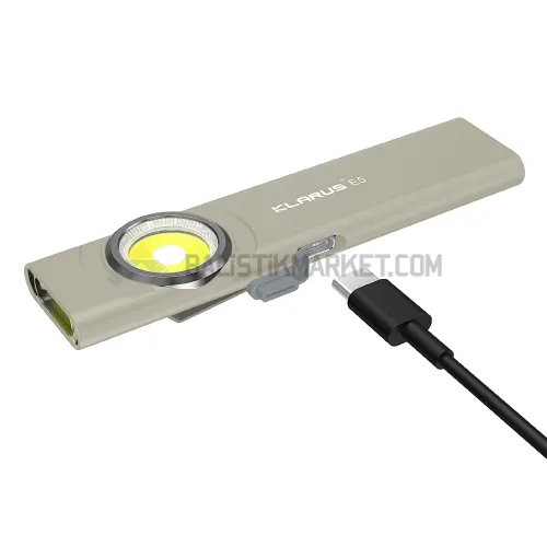 Klarus E5 Plus Ultra Slim Triple-Lights 650 Lümen El Feneri (Gri)