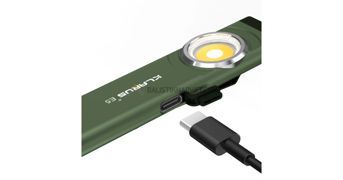 Klarus E5 Plus Ultra Slim Triple-Lights 650 Lümen El Feneri (Yeşil)
