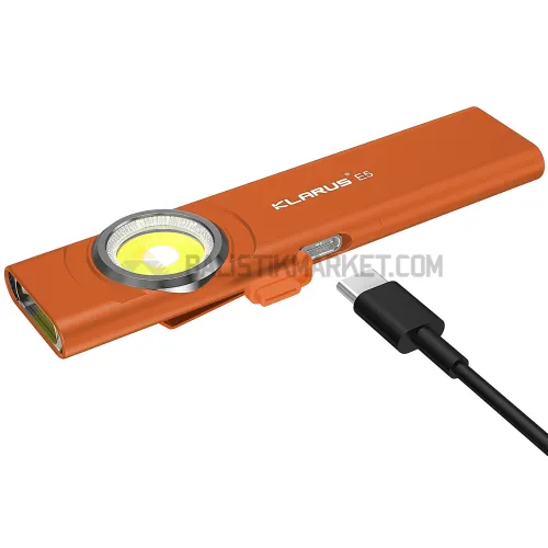 Klarus E5 Plus Ultra Slim Triple-Lights 650 Lümen El Feneri (Turuncu)