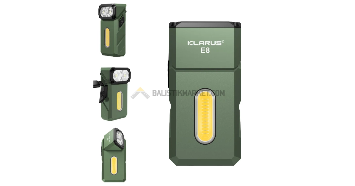 Klarus E8 Triple-Light 1000 Lümen El Feneri (Yeşil)