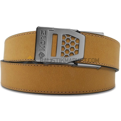 Kore 1.5'' Bufalo Derisi X6 Gunmetal Silah Kemeri (Açık Kahverengi)