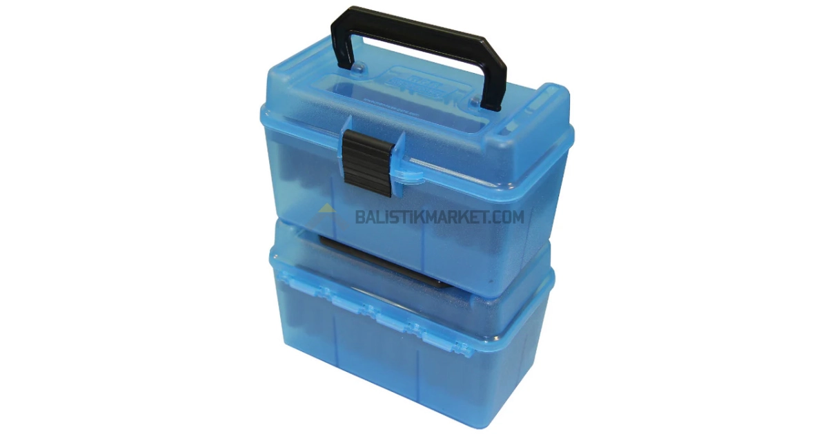 MTM Case-Gard H-50 RM Deluxe, 50 Kapasiteli Fişek Kutusu (Saydam Mavi)