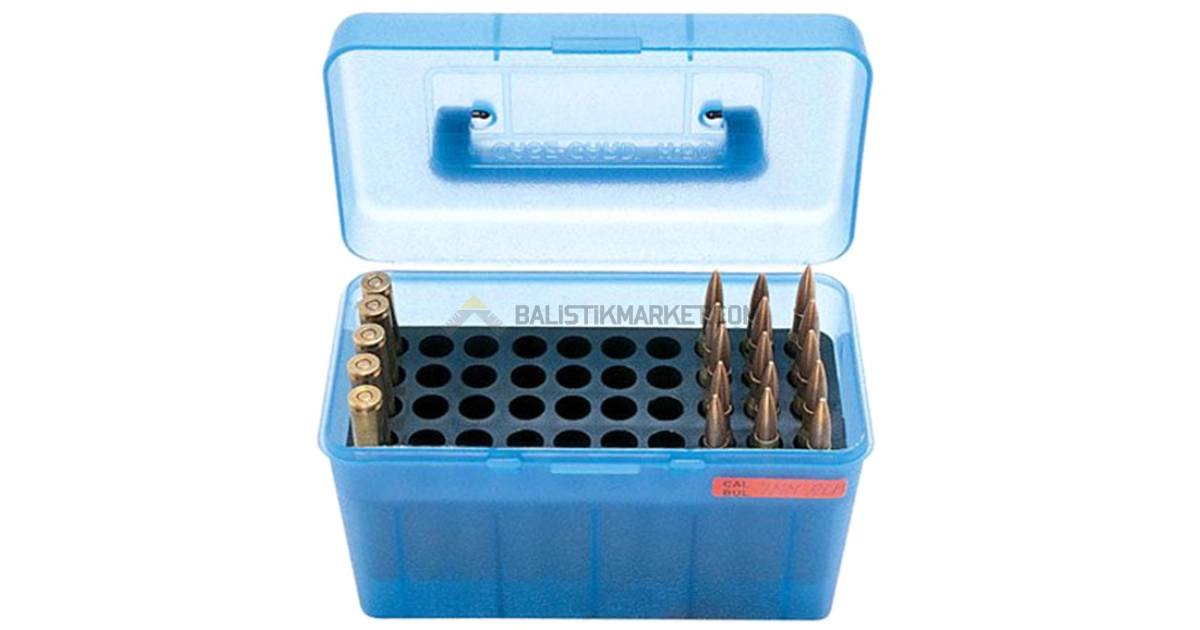 MTM Case-Gard H-50 RM Deluxe, 50 Kapasiteli Fişek Kutusu (Saydam Mavi)