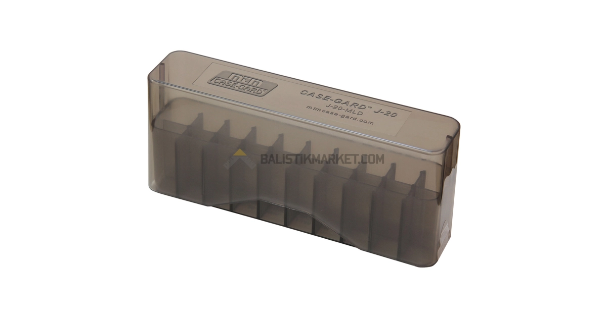 MTM Case-Gard J-20-MLD Kayar Kapaklı, 20 Kapasiteli Fişek Kutusu (Clear Smoke)