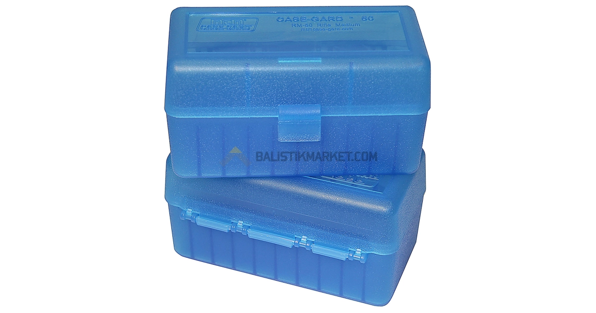 MTM Case-Gard R-50 RLLD, 50 Kapasiteli Fişek Kutusu (Saydam Mavi)
