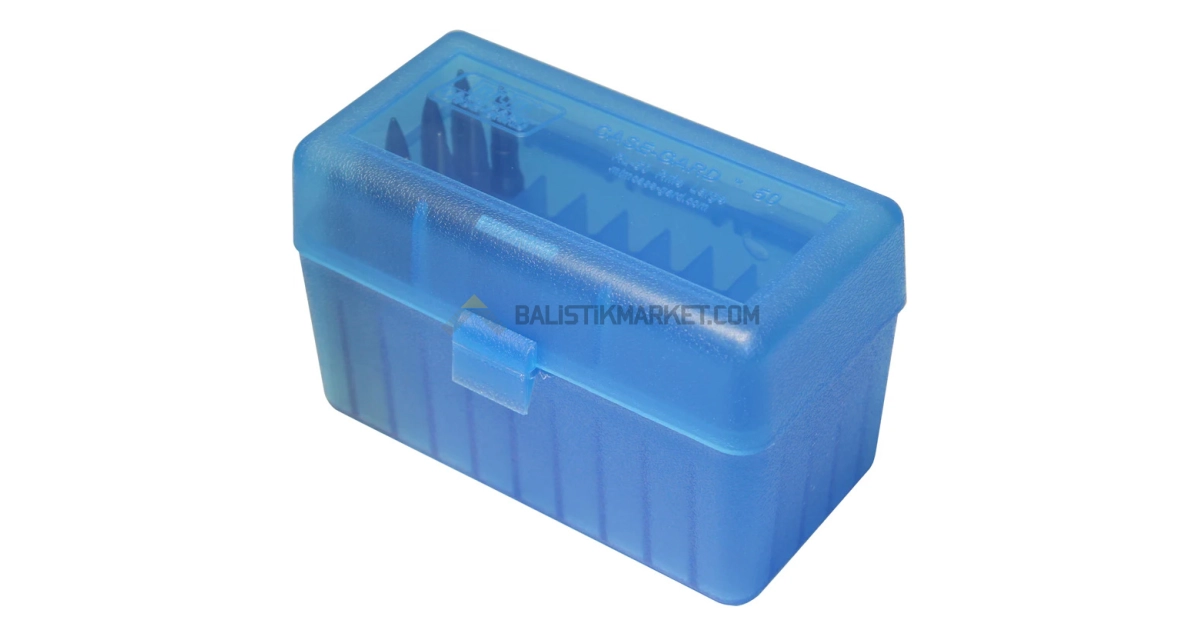 MTM Case-Gard R-50 RLLD, 50 Kapasiteli Fişek Kutusu (Saydam Mavi)