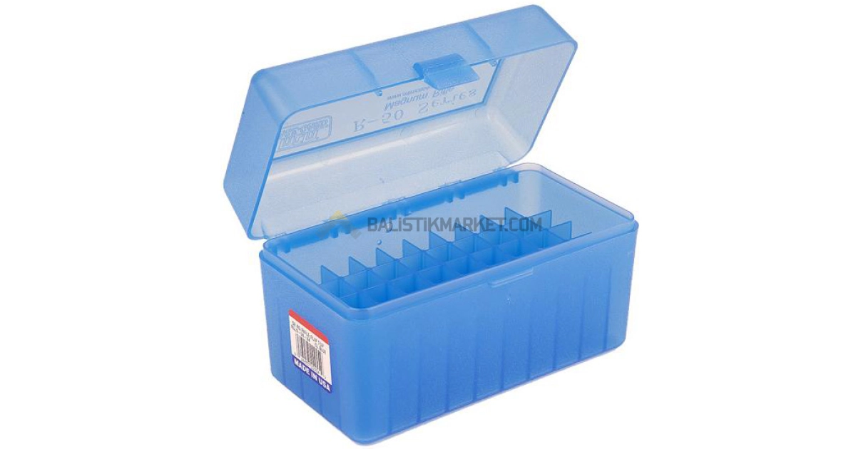 MTM Case-Gard R-50 RLLD, 50 Kapasiteli Fişek Kutusu (Saydam Mavi)