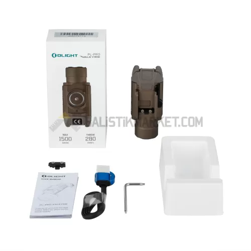Olight PL-PRO Valkyrie Şarjlı 1500 Lümen Taktik Tabanca Feneri (Desert Tan)