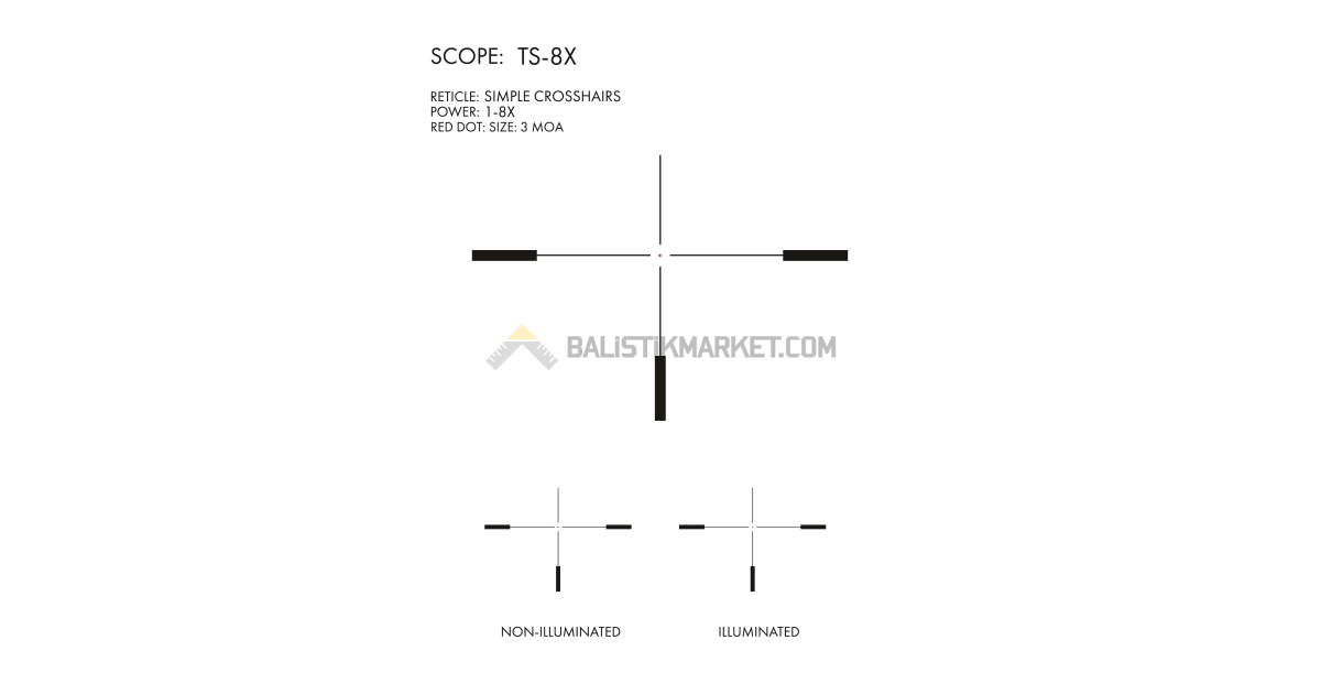 U.S. Optics TS-8X 1-8x24 SFP Kırmızı Tek Nokta (2 MOA) Tüfek Dürbünü