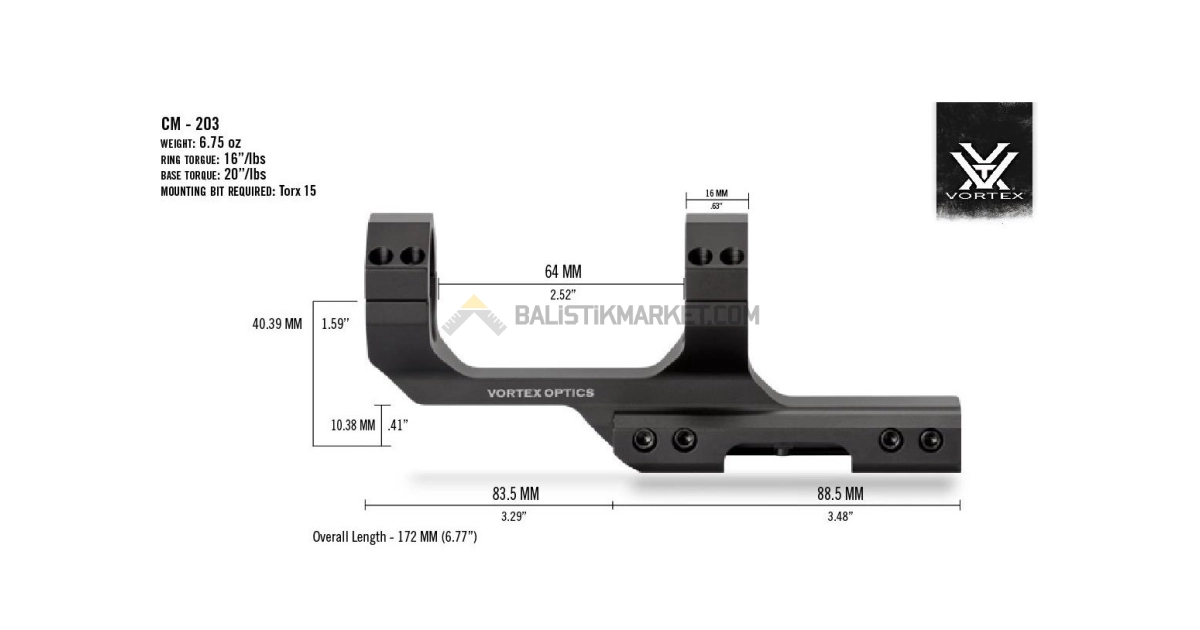 Vortex Sport Cantilever 30mm Tüfek Dürbün Ayağı