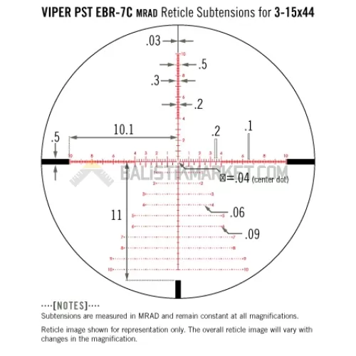 Vortex Viper PST GEN II 3-15X44 FFP EBR-7C (MRAD) Tüfek Dürbünü