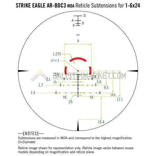 Vortex Strike Eagle 1-6x24 AR-BDC3 Tüfek Dürbünü