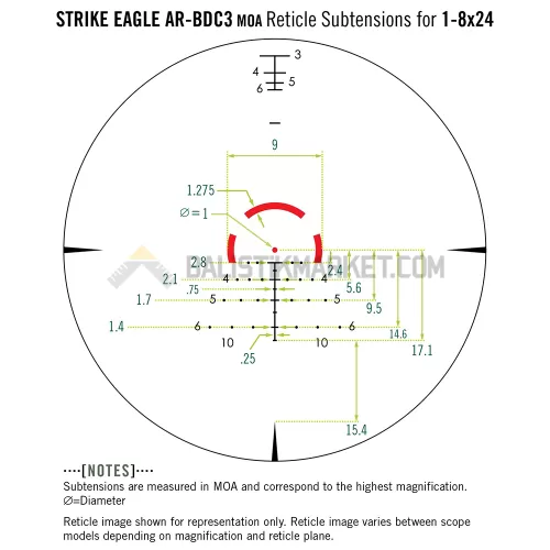 Vortex Strike Eagle 1-8X24 AR-BDC3 Tüfek Dürbünü