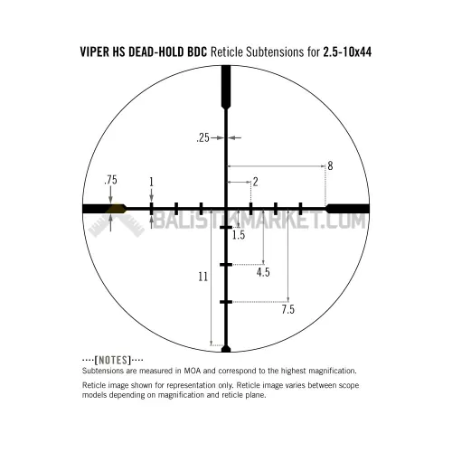 Vortex Viper HS 2.5-10X44 Dead-Hold BDC (MOA) Tüfek Dürbünü