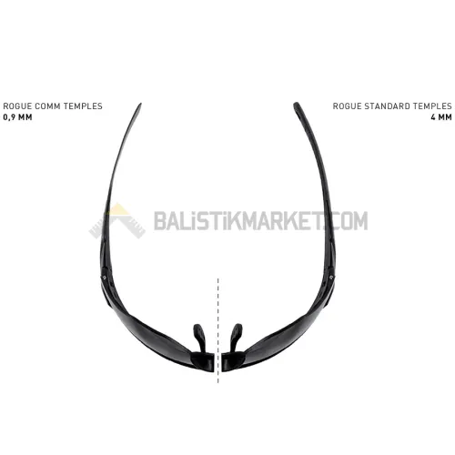 Wiley X Rogue Comm Balistik Gözlük, Şeffaf/Gri/Turuncu Lens (Siyah)