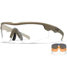 Wiley X Rogue Comm Balistik Gözlük, Şeffaf/Gri/Turuncu Lens (Tan)