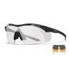 Wiley X WX Vapor Comm 2.5 Balistik Gözlük, Şeffaf/Gri/Turuncu Lens (Siyah)