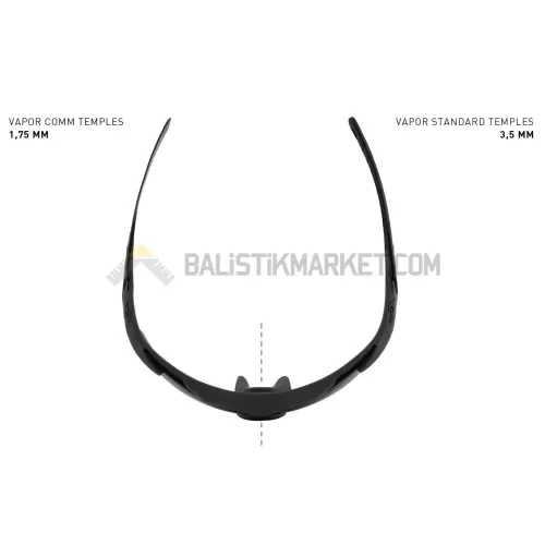Wiley X WX Vapor Comm 2.5 Balistik Gözlük, Şeffaf/Gri/Turuncu Lens (Siyah)