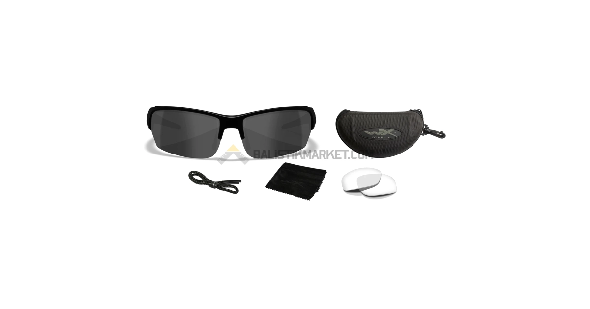 Wiley X WX Valor 2.5 Balistik Gözlük, Şeffaf/Gri Lens (Siyah)