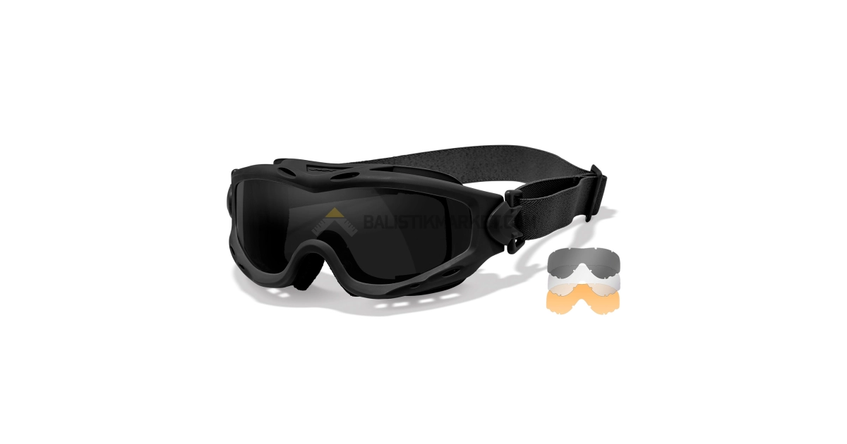 Wiley X Spear Goggle Balistik Gözlük, Gri/Şeffaf/Turuncu Lens (Siyah)
