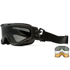 Wiley X Spear Dual Google Balistik Gözlük, Şeffaf/Gri/Turuncu Lens (Siyah)