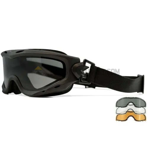 Wiley X Spear Dual Google Balistik Gözlük, Şeffaf/Gri/Turuncu Lens (Siyah)