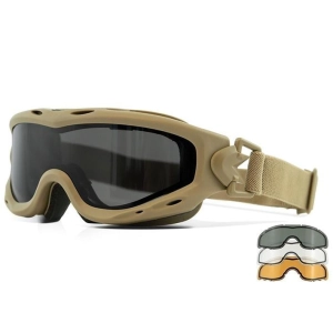 Wiley X Spear Dual Google Balistik Gözlük, Şeffaf/Gri/Turuncu Lens (Tan)
