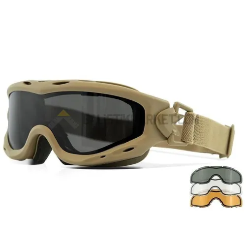 Wiley X Spear Dual Google Balistik Gözlük, Şeffaf/Gri/Turuncu Lens (Tan)