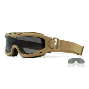 Wiley X Spear Goggle Balistik Gözlük, Şeffaf/Gri Lens (Tan)
