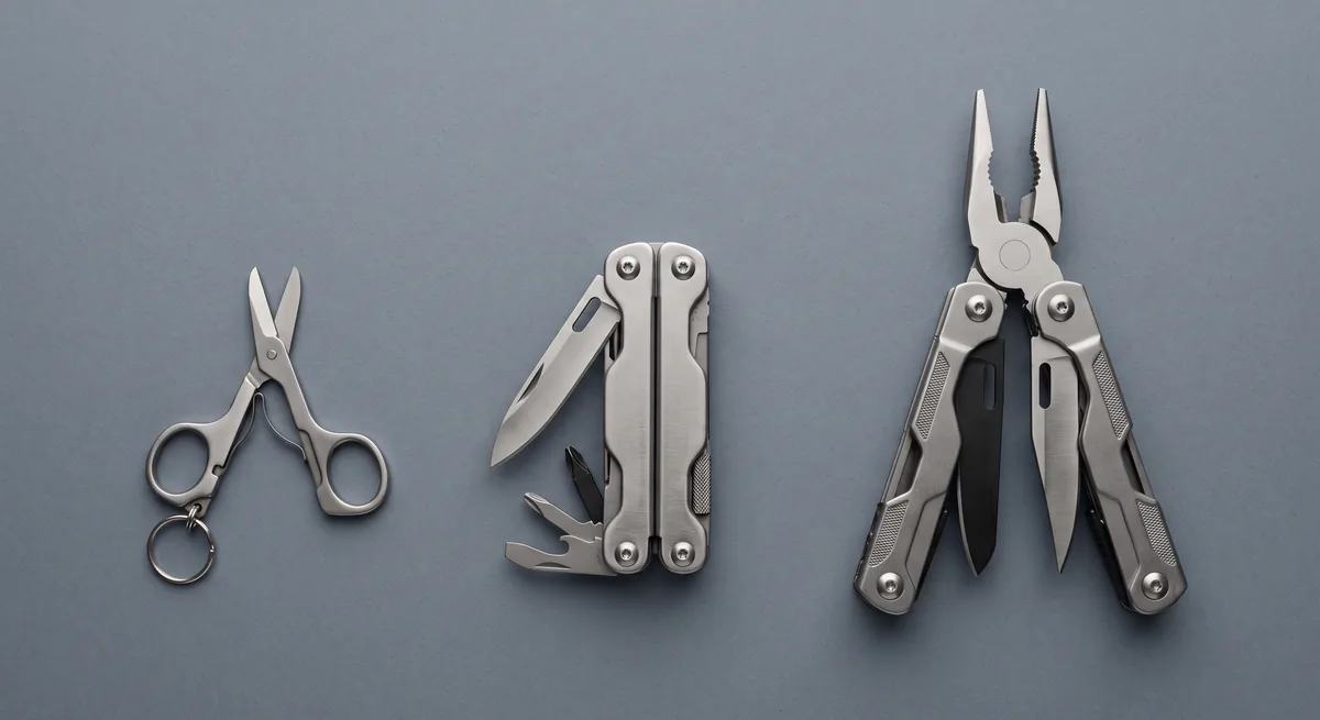 Anahtarlık, cep ve kemer boyu multi tool boyut karşılaştırması