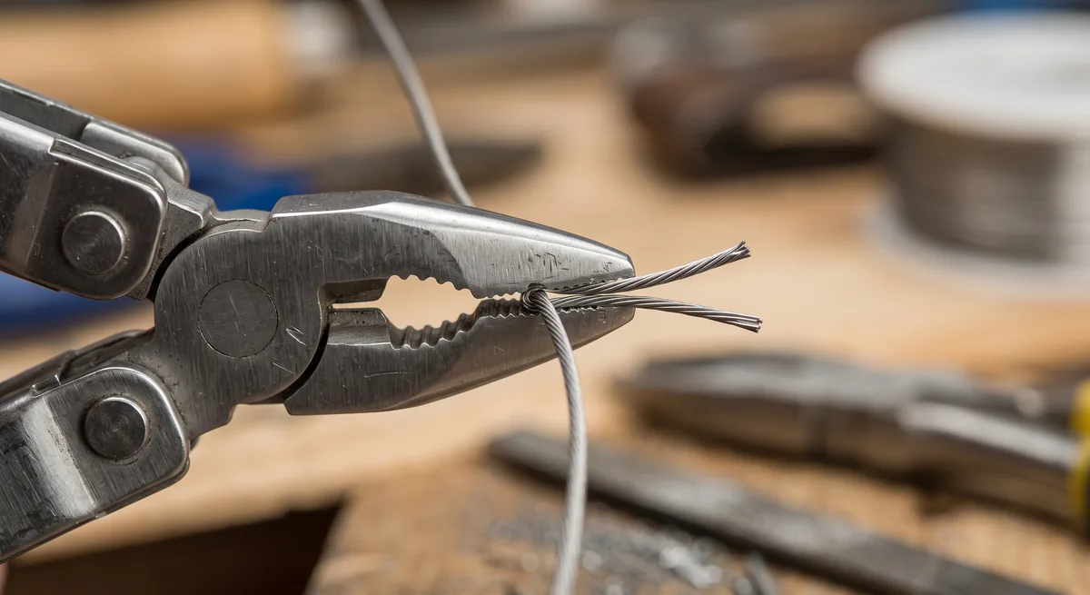 Multi tool pensesinin ağzında çelik tel