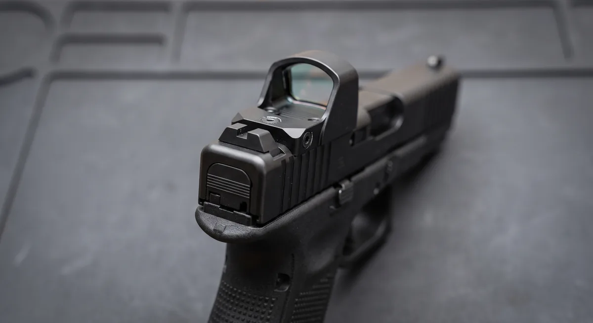 Optik kesimli tabanca kızağına monte edilmiş mikro red dot nişangah